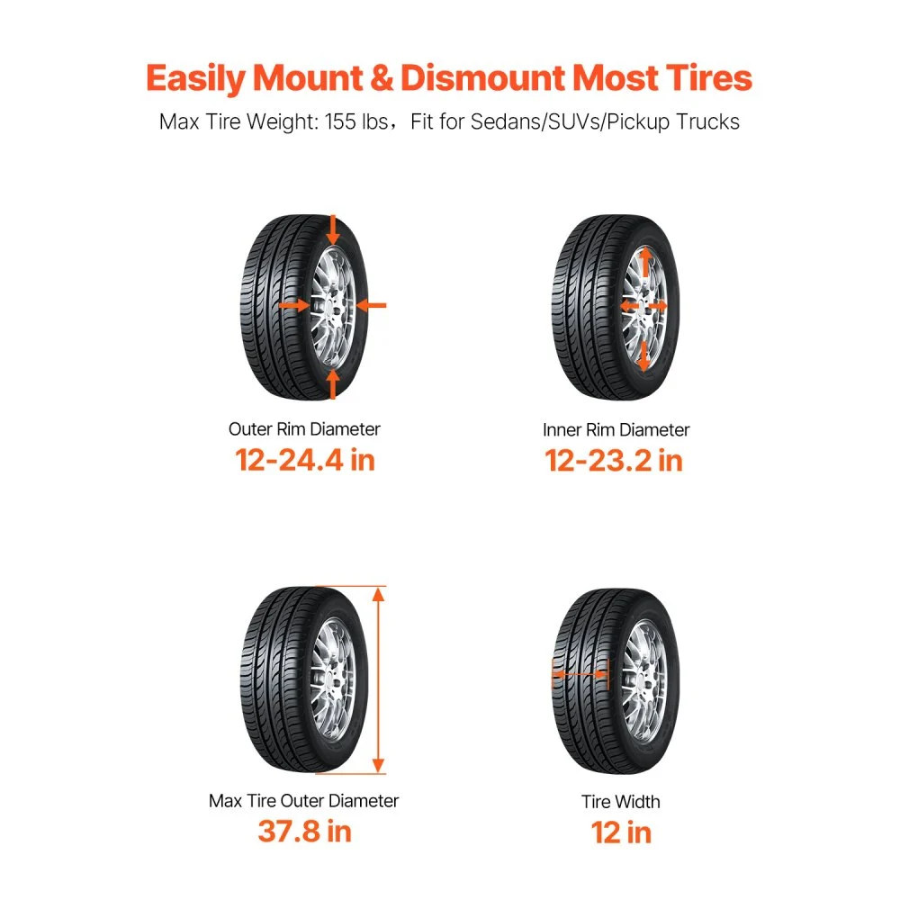 Summer Sale
VEVOR Electric Tire Changer, 18" Spindle, Durable Tire Changer Tire Balancer with 1.5 HP Motor, Accurate Tire Changer Tire Balancer with Auto Calibration Mode, FIt for Sedans/SUVs/Pickup Trucks