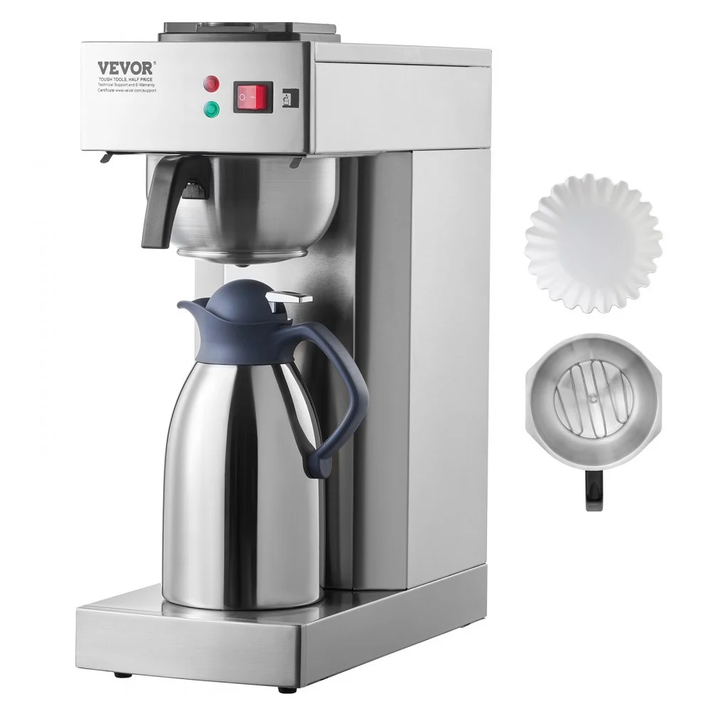 Summer Sale
VEVOR 12 Cups Commercial Drip Coffee Maker, Coffee Maker Machine with Thermal Carafe to Keep Warm or Cold, Stainless Steel Pour Over Coffee Brewer for Restaurant, Office, Cafe