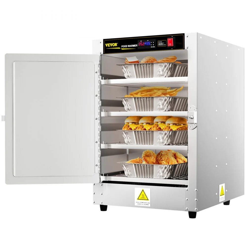 VEVOR Hot Box Food Warmer, 16"x22"x24" Concession Warmer with Water Tray, Four Disposable Catering Pans, Countertop Pizza, Patty, Pastry, Empanada, Concession Hot Food Hold Tested toStandards