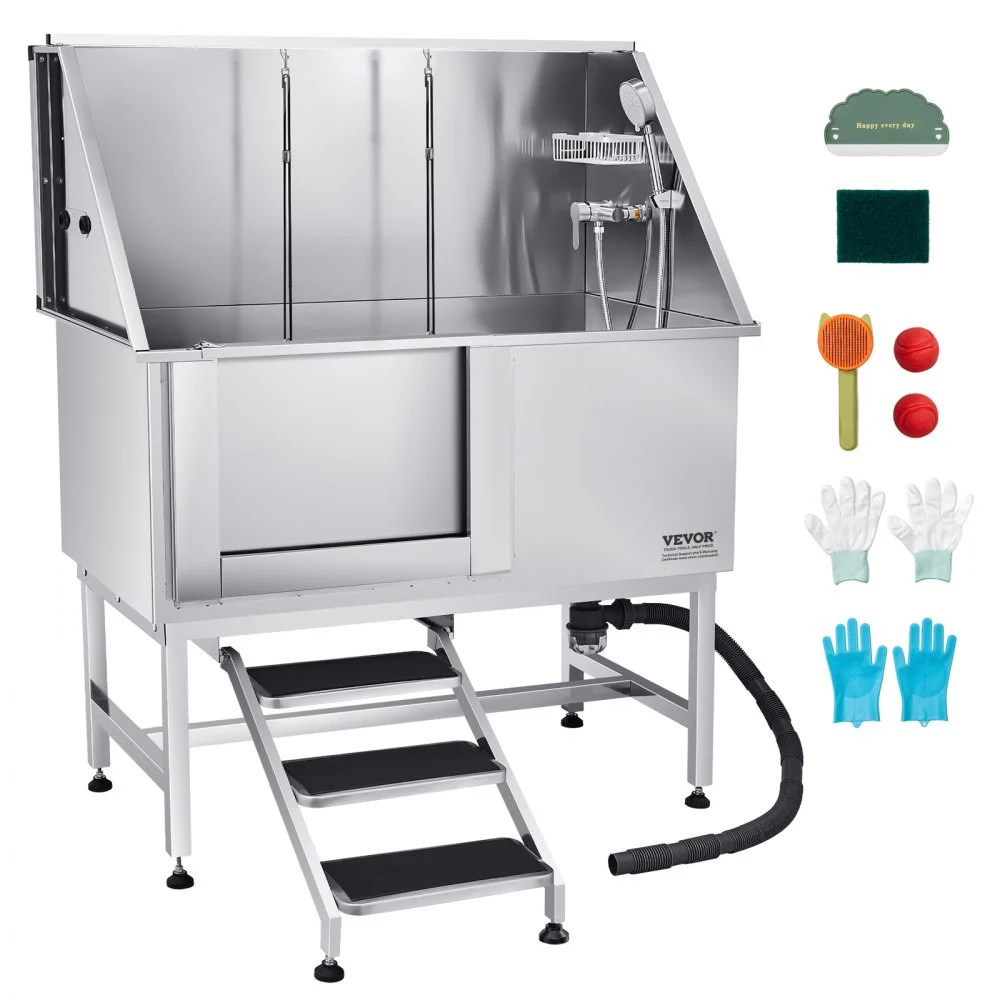 Summer Sale

        
               VEVOR Stainless Steel Dog Washing Station, 50 inch Pet Grooming Tub w/ Stairs, PE Water Filter Board, Faucet & Showerhead & Soap Holder Dog Bathtub for Large & Medium & Small Pets (Left Door)