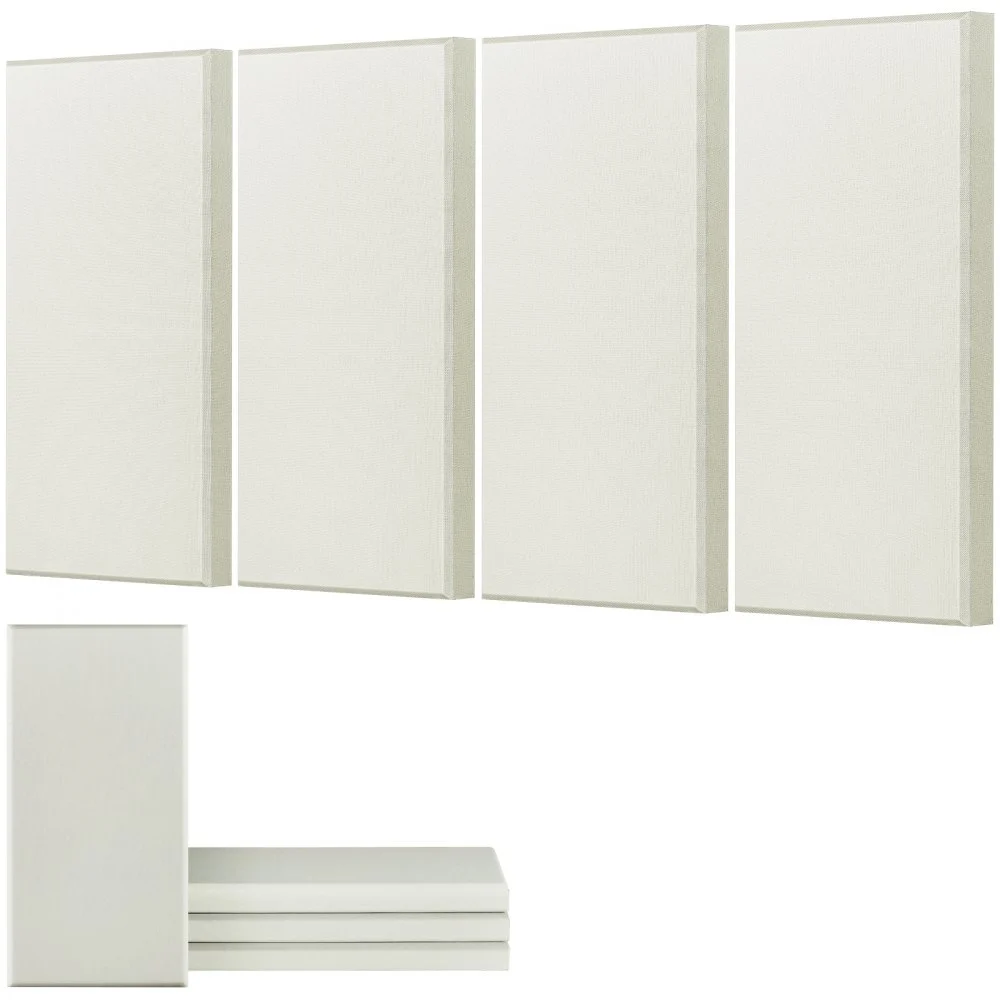 VEVOR 4 PCS Acoustic Panels, 2 inch Thick 23.6 x 11.8 inch Fiberglass Sound Absorbing Panels, Self-adhesive Soundproof Wall Boards, for Studios, Office, Home Theater,Meeting Room, Beige