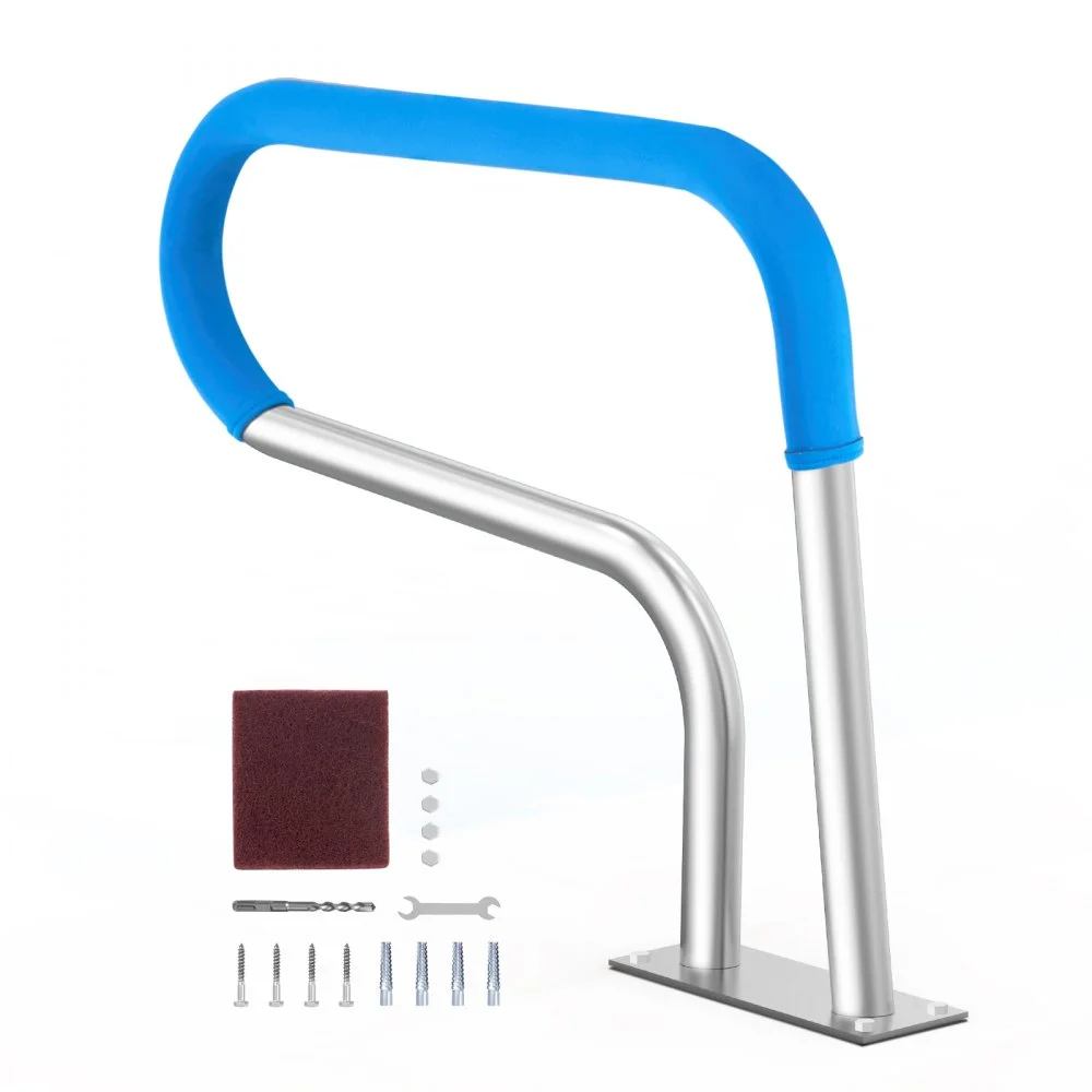 VEVOR Pool Handrail, 32 x 23 inch Pool Railing, Stainless Steel with Base Plate for Indoor/Outdoor Pools,Swimming Pool Safety Railing for Decks,Rust-Proof Grab Bar w/ Grip Cover&Accessories for Spas