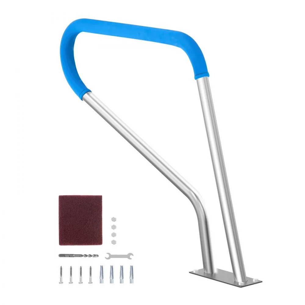 VEVOR Pool Handrail, 39 x 32 inch Pool Railing, Stainless Steel with Base Plate for Indoor/Outdoor Pools,Swimming Pool Safety Railing for Decks,Rust-Proof Grab Bar w/ Grip Cover&Accessories for Spas