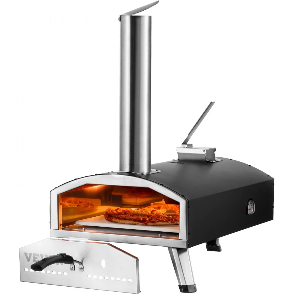 Clearance
VEVOR Portable Outdoor Oven, 12-inch Pizza Oven, Pellet & Chips & Charcoal Tri-Fuel, Iron Spray Pizza Grill, Includes Pizza Stone, Waterproof Cover, Shovel, Ideal for Camping & Backyard, Black