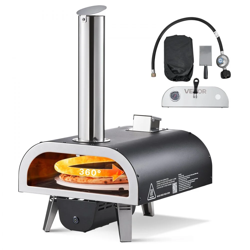 Summer Sale

        
               VEVOR Dual Fuel Pizza Oven Outdoor, 12 in Wood Fire & Propane Gas Pizza Oven, Pellet & Propane Pizza-Maker with Thermometer, Iron Spray Electric Rotation Pizza-Cook for Outside Camping & Backyard