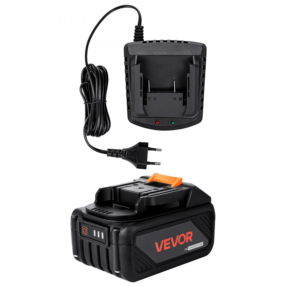 VEVOR 20V MAX, Portable Battery and Charger Combo, AC 110V, 4.0 Ah Lithium-Ion Battery Pack, 4000 mAh Large Capacity, Extended Runtime, Compatible with Series Tools, for Replacement and Fast Charging