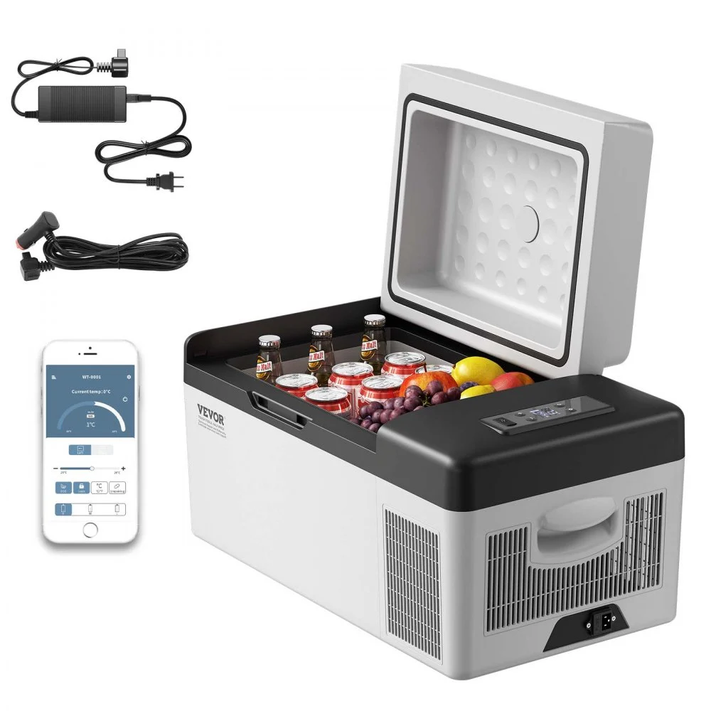 VEVOR Portable Refrigerator 21 Quart(20 Liter),12 Volt Refrigerator App Control(-4℉~68℉), Car Refrigerator Electric Compressor Cooler with 12/24v DC & 110-240v AC for Camping, Travel, Fishing, Outdoor