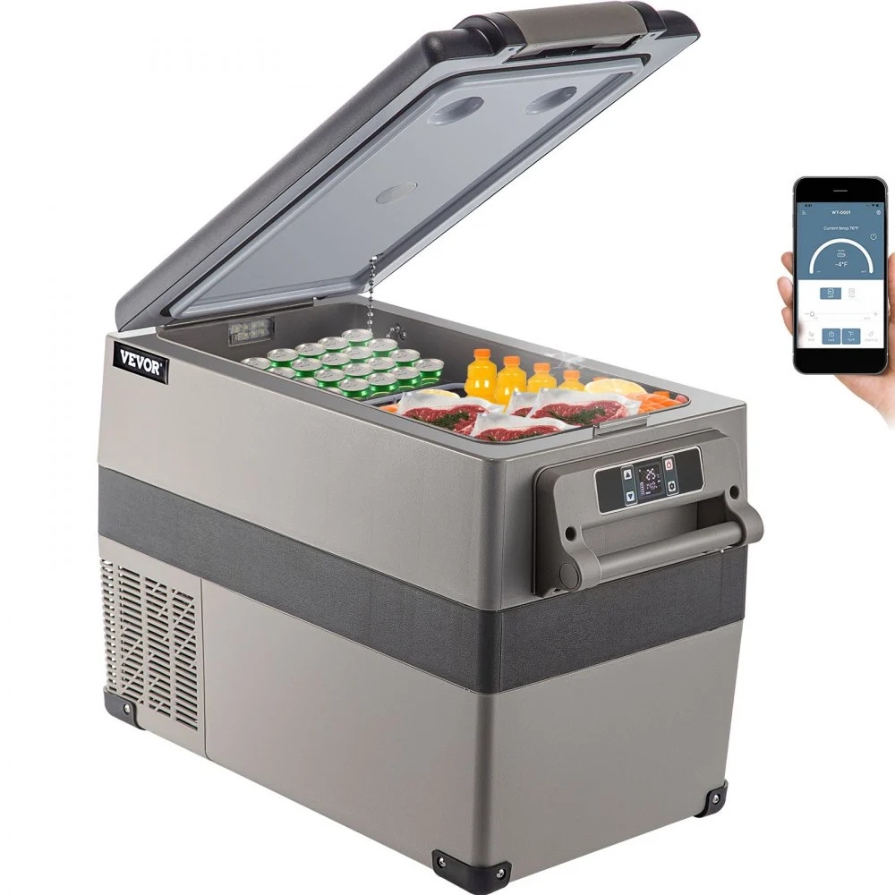 Summer Sale
VEVOR 12 Volt Refrigerator, 48 Quart (45L) Fast Cooling Portable Freezer with App Control (-4℉~68℉), Car Fridge with 12/24v DC & 110-240v AC for Travel, Truck, Camping and Home Use, Black
