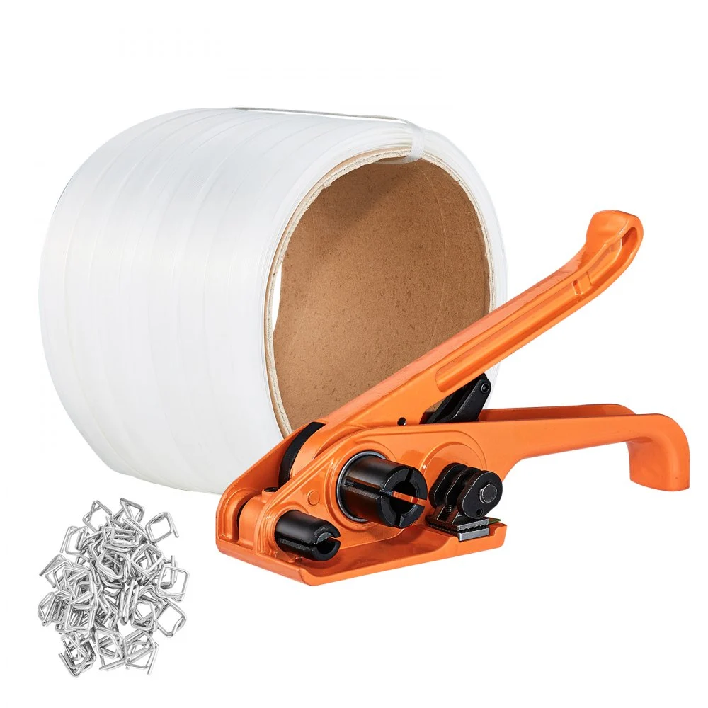 Clearance
VEVOR Banding Strapping Kit with Strapping Tensioner Tool, 328 ft Length Woven Strapping Cord Band, 100 Metal Seals, Pallet Packaging Strapping Banding Kit, Banding Packaging Strapping for Packing