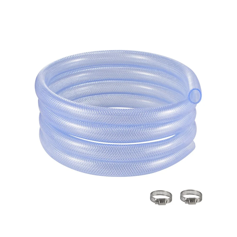 VEVOR Braided Clear Vinyl Tubing, 3/4" ID x 19/20" OD, 10FT Plastic PVC Tubing, Flexible and Cuttable Clear Hose, 1/10 in Wall Thickness, High-strength PVC Material for Aquarium Irrigation Swimming