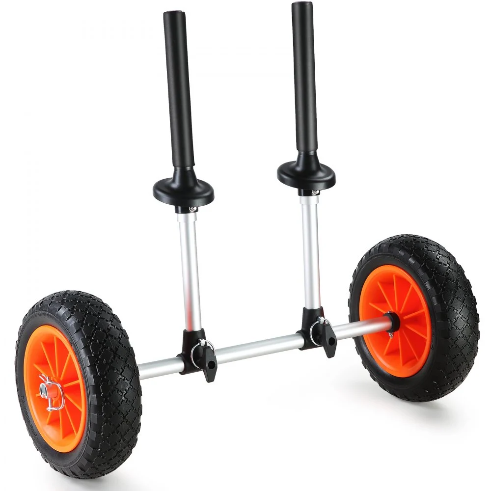 VEVOR Heavy Duty Kayak Cart, 280lbs Load Capacity, Detachable Canoe Trolley Cart with 10'' Solid Tires, Adjustable Width & Top Foam Protection, for Kayaks with Drain Holes of 2.54 cm and Above