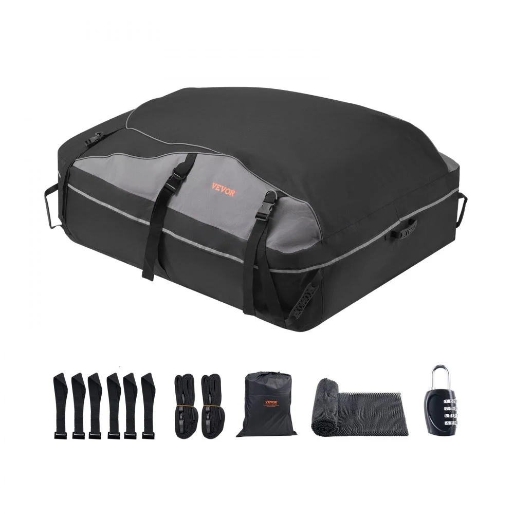 VEVOR Car Rooftop Cargo Carrier Bag, 21 Cubic Feet Cargo Carrier for Car Roof, 100% Waterproof 900D Oxford Cloth Roof Luggage Bag for All Vehicle with/without Rack- with Lock, Non-Slip Mat, Door Hooks