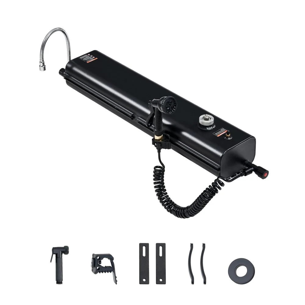 VEVOR Roof Rack Water Tank, 4 Gal, Multi-Dispensing Outdoor Tank with 2 Splash-Guard Panels & T-slot, High-Capacity Aluminum Tank with Pressurization Port, Fit for Trunks, Roll Bars, Crossbars