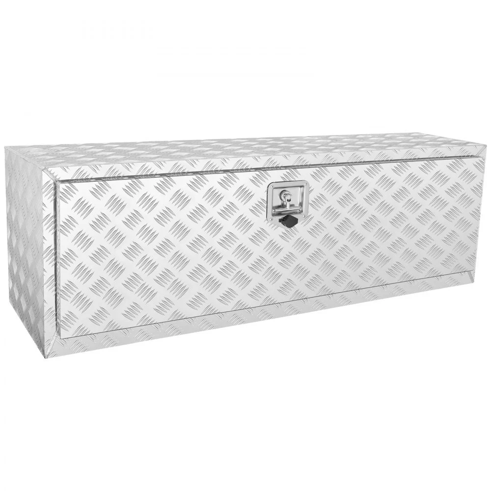 Summer Sale
VEVOR Underbody Truck Box, 48"×17"×18" Pickup Storage Box, Heavy Duty Aluminum Diamond Plate Tool Box with Lock and Keys, Waterproof Trailer Storage Box with T-Handle Latch for Truck, Van, Trailer