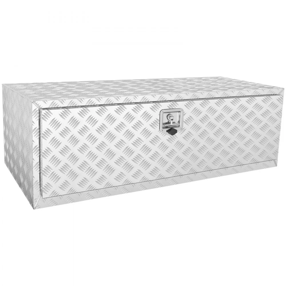 Summer Sale
VEVOR Underbody Truck Box, 48"×24"×24" Pickup Storage Box, Heavy Duty Aluminum Diamond Plate Tool Box with Lock and Keys, Waterproof Trailer Storage Box with T-Handle Latch for Truck, Van, Trailer
