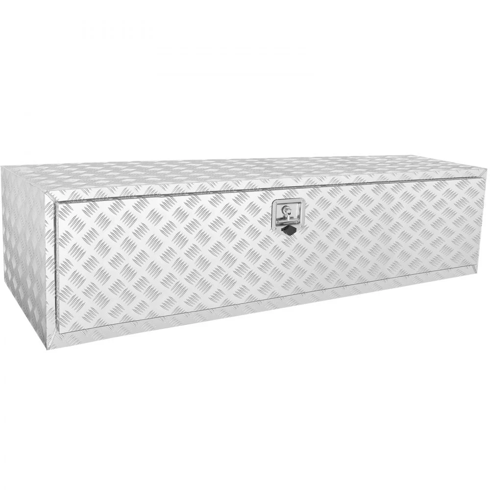 Summer Sale
VEVOR Underbody Truck Box, 60"×24"×24" Pickup Storage Box, Heavy Duty Aluminum Diamond Plate Tool Box with Lock and Keys, Waterproof Trailer Storage Box with T-Handle Latch for Truck, Van, Trailer