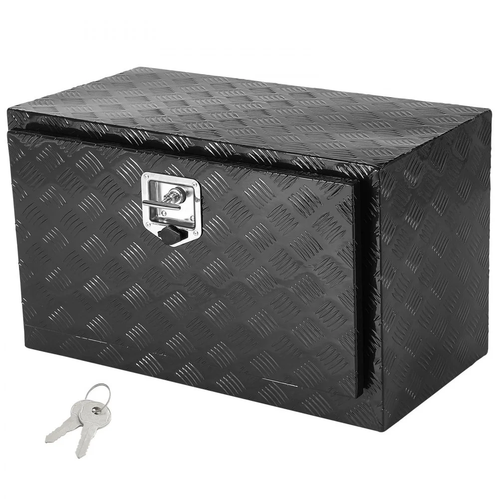 VEVOR Underbody Truck Box, 36" x 14" x 16" Pickup Storage Box, Heavy Duty Aluminum Diamond Plate Tool Box with Lock and Keys, Waterproof Trailer Storage Box with T-Handle Latch for Truck, Van, Trailer