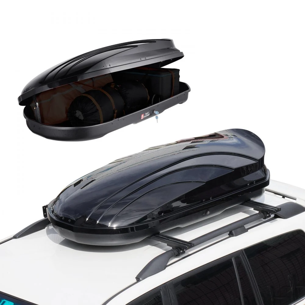 Summer Sale
VEVOR Rooftop Cargo Carrier, 11 Cubic Feet Roof Cargo Box, ABS Hard Shell Roof Box, with Dual-Sided Opening and 2 Reinforced Straps, Aerodynamic, Suitable for most Crossbar, for Car, Wagon, SUV, Black