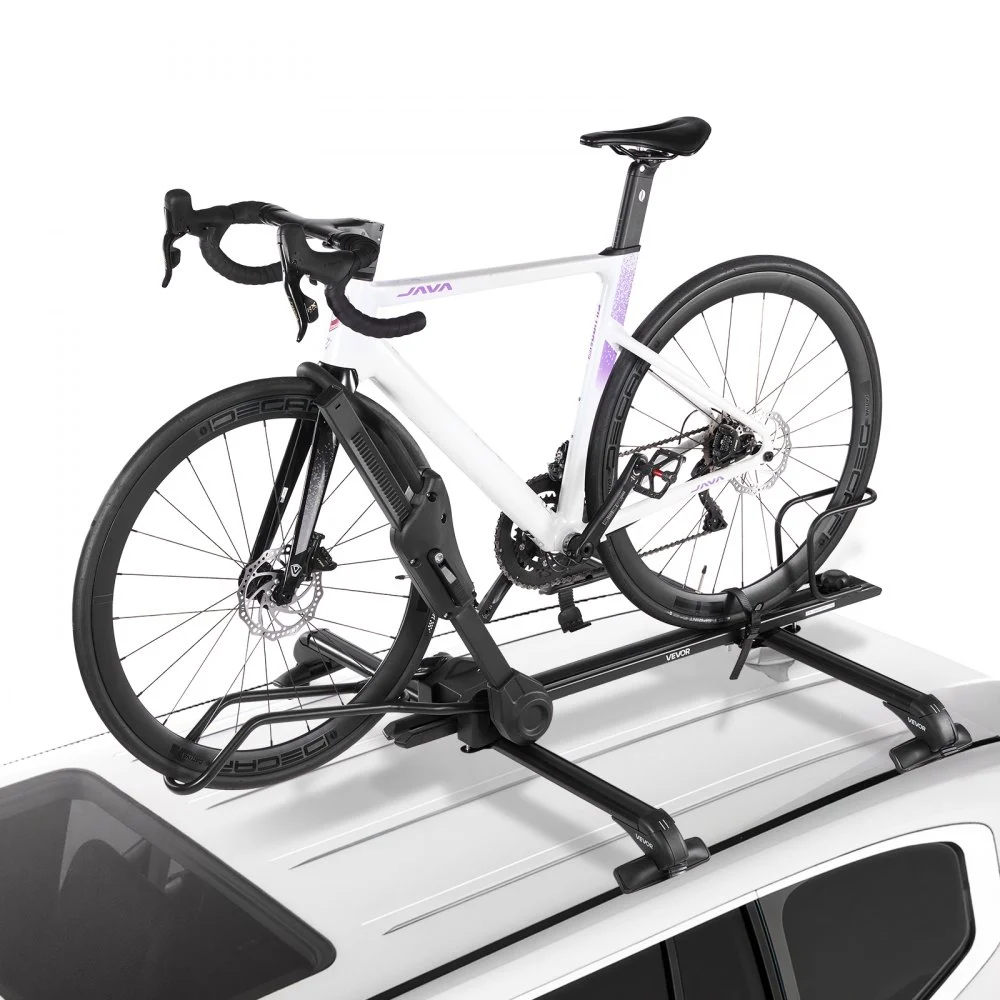 VEVOR Roof Bike Rack, 33 lbs Capacity, Foldable Upright Roof Mount Bicycle Rack with Locking Systems & Adjustable Arm for T-Slot Crossbars, Upright Rooftop Bike Rack 1 Bike Carrier for Car SUV, Black