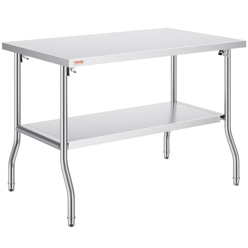 Summer Sale
VEVOR Folding Commercial Prep Table, 48 x 30 Inch Commercial Worktable Workstation with Undershelf, Heavy-duty Stainless Steel Folding Table with 300 lbs Load, for Home Kitchen Restaurant Garage