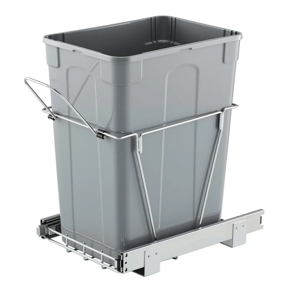 VEVOR Pullout Trash Can for Kitchen Cabinets, 35 QT Garbage Waste Recycling Bin, Under Mount Waste Container, with Heavy Duty Metal Full Extension Sliding System and Handle, for Sink, Under Counter