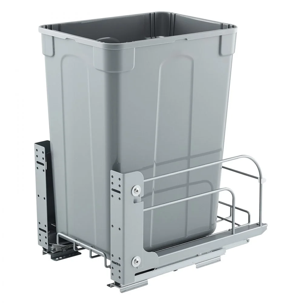 VEVOR Pullout Trash Can for Kitchen Cabinets, 35 QT Garbage Waste Recycling Bin, Under Mount Waste Container, with Heavy Duty Metal Soft Close Sliding System and Door Kit, for Sink, Under Counter