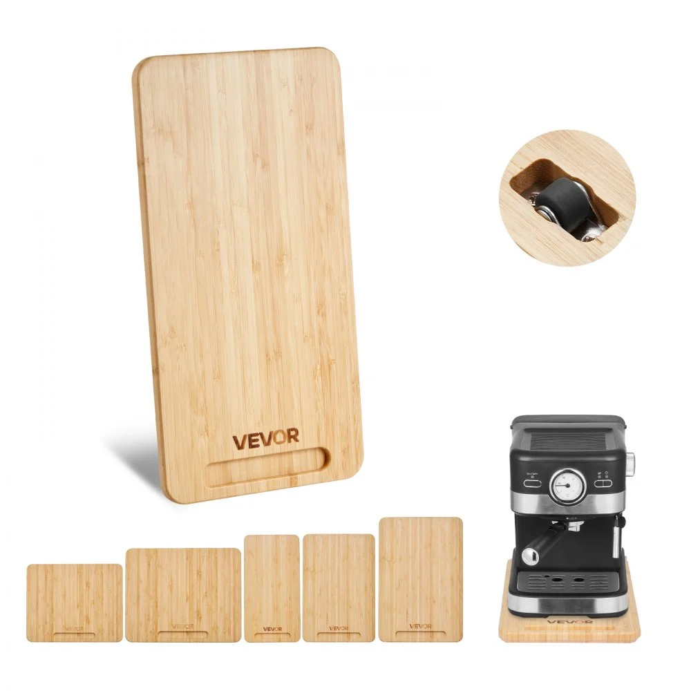 VEVOR Appliance Slider, Medium 14.5 x 7.5-inch, Rolling Sliding Tray with Rubber Wheels & Hollow Handle, Easy to Clean, Appliance Rolling Tray for Coffee Maker, Kitchen Countertop, Natural Wood