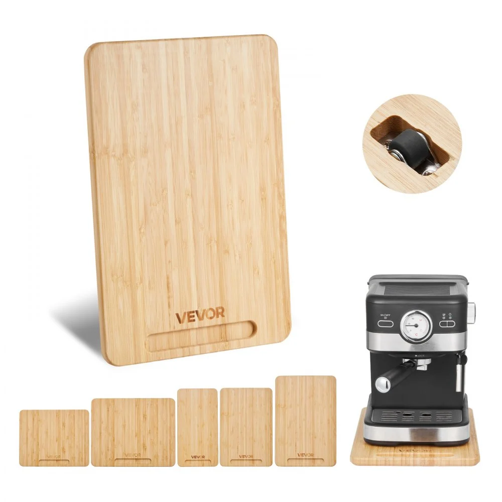 VEVOR Appliance Slider, Small 14 x 9.5-inch, Rolling Sliding Tray with Rubber Wheels & Hollow Handle, Easy to Clean, Appliance Rolling Tray for Coffee Maker, Kitchen Countertop, Natural Wood