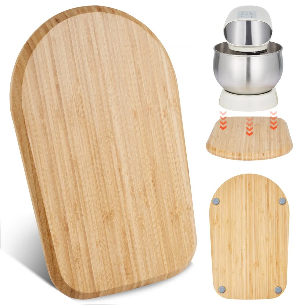VEVOR Mixer Slider, Oval 14.5 x 9.4-inch, Appliance Slider Compatible with Tilt Head 4.5-5 Qt Stand Mixer, PTFE Feet, Kitchen Countertop Storage Mover Sliding Tray, Natural Wood