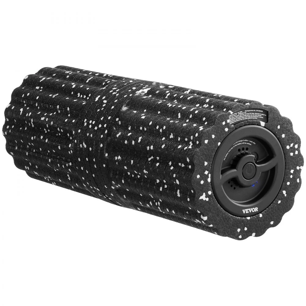VEVOR Vibrating Foam Roller, 4-Speed Electric Massage Roller, 16" Rechargeable Muscle Roller with 3D Texture, High Density EEP Foam Massager for Muscle Deep Tissue, Back Pain Relief, Exercise Recovery