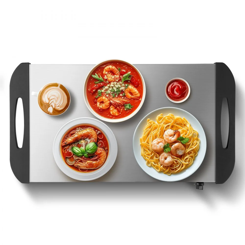 VEVOR Electric Warming Tray, Food Warming Trays for Buffet, Warming Trays with Adjustable Temperature Control, Portable Stainless Steel Food Warmer, Hot Plate Perfect for Parties, Catering, Holidays