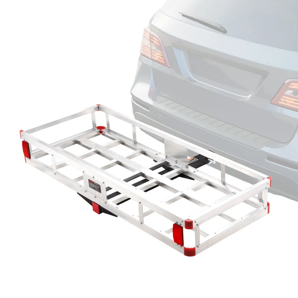 VEVOR 49.4 x 22.4 x 7.1 in Hitch Cargo Carrier, 500lbs Loading Capacity Trailer Hitch Mounted Cargo Basket, Rust-proof Aluminum Luggage Carrier Rack Fits 2" Hitch Receiver for SUV Truck Pickup Camping