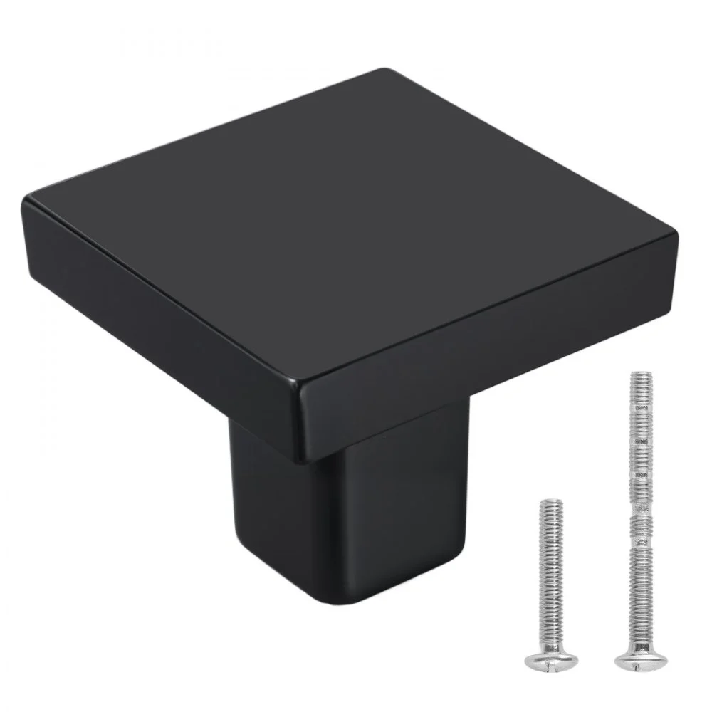 VEVOR Cabinet Knobs, 10 Pack, 1.18 Inch Black Zinc Alloy Drawer Pulls & Door Handles, Square Kitchen Solid Knobs Dresser Handles, Cupboard Hardware with Screws for Bathroom Closet Cabinets Drawers
