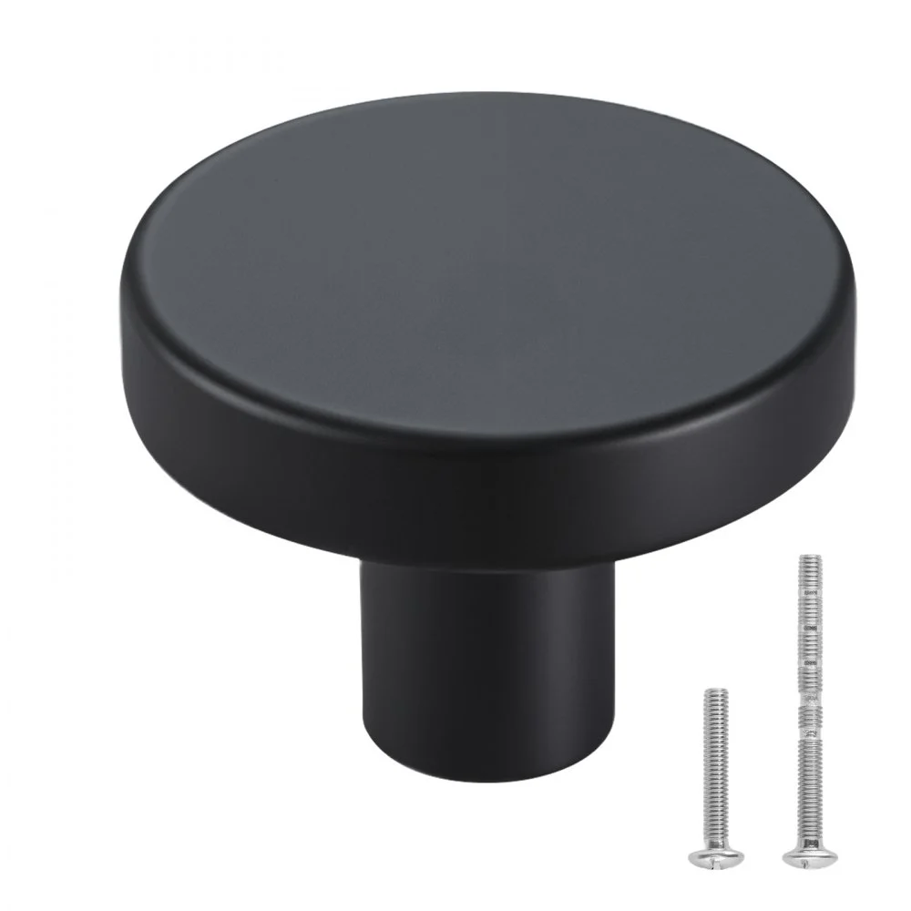 VEVOR Cabinet Knobs, 10 Pack, 1.26 Inch Black Zinc Alloy Drawer Pulls & Door Handles, Mushroom Kitchen Solid Knobs Dresser Handles, Cupboard Hardware with Screws for Bathroom Closet Cabinets Drawers