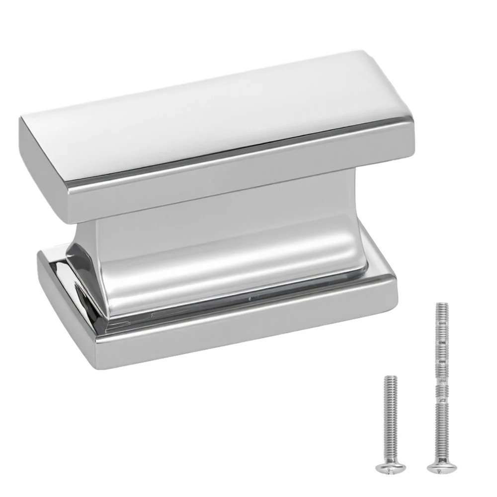 VEVOR Cabinet Knobs, 10 Pack, 1.42 Inch Zinc Alloy Drawer Pulls Door Handles, Rectangular Kitchen Dresser Solid Knobs, Cupboard Hardware with Screws for Bathroom Closet Cabinets Drawers, Chrome Color