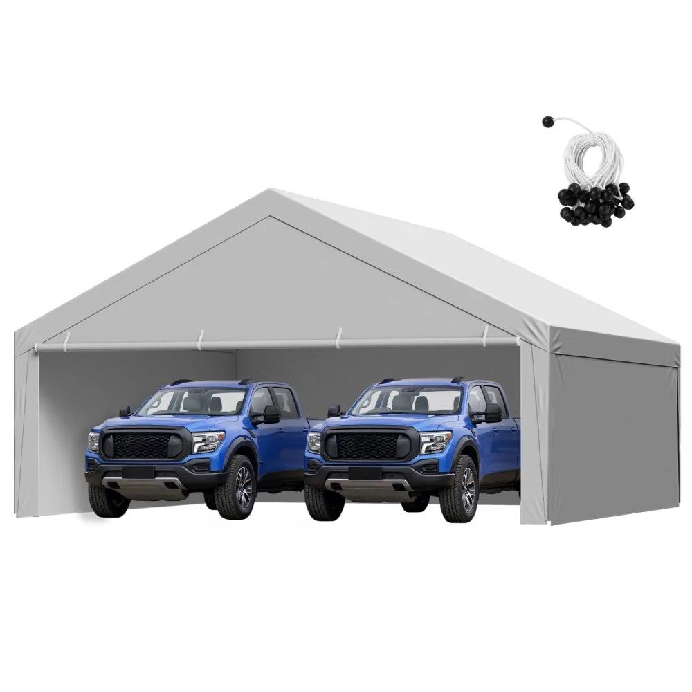 Summer Sale

        
               VEVOR Carport Replacement Canopy, 20 x 20 ft Potable Garage Tent Top Tarp with Sidewalls, UV-Resistant & Waterproof, Heavy Duty Car Shelter Tarp with Ball Buggees, Grey, Frame Not Included