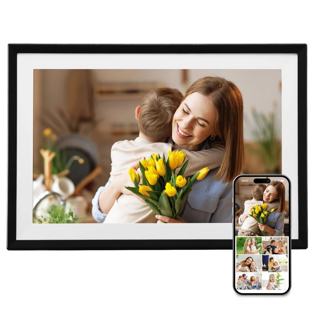 VEVOR 10.1 Inch Digital Picture Frames (2-PK), 1280x800 HD IPS Touch Screen Electronic Photo Frame, 32GB Memory, Auto-Rotate Portrait or Landscape, Share Moments Instantly via App, for Parents Friends
