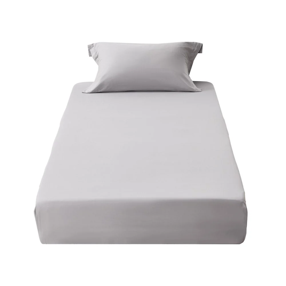 VEVOR Fitted Sheet, 1 Set of 2 Pieces, Twin Size Elastic Fitted Sheet with High-Quality Microfiber, Wear-Resistant & Breathable Twin Fitted Sheet with Single-Sided Brushing, Fit for 15 in Mattress