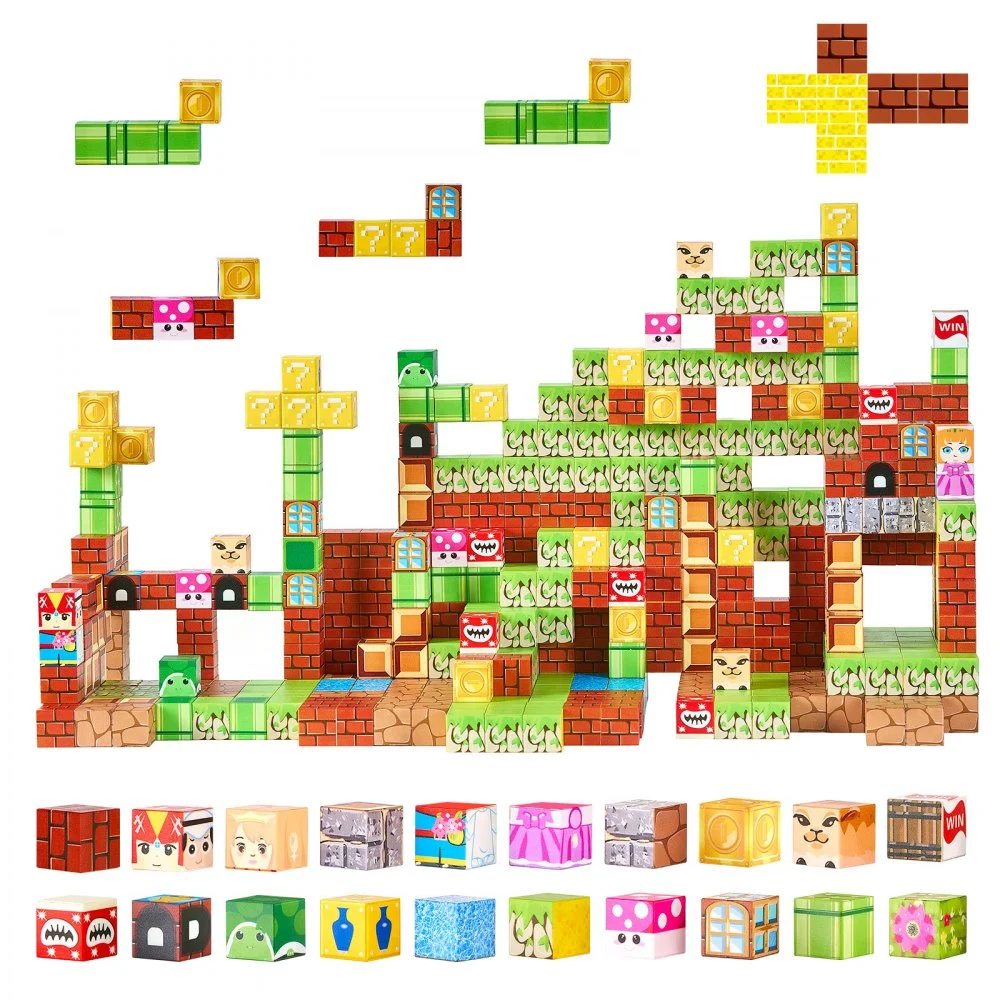 VEVOR Magnetic Blocks, 100 PCS Magnet Blocks Set, Magnetic Building Cubes for Kids, STEM Montessori Sensory Toys for Christmas Birthday Gift, Construction Stacking Toy for 3+ Years Old Boys & Girls