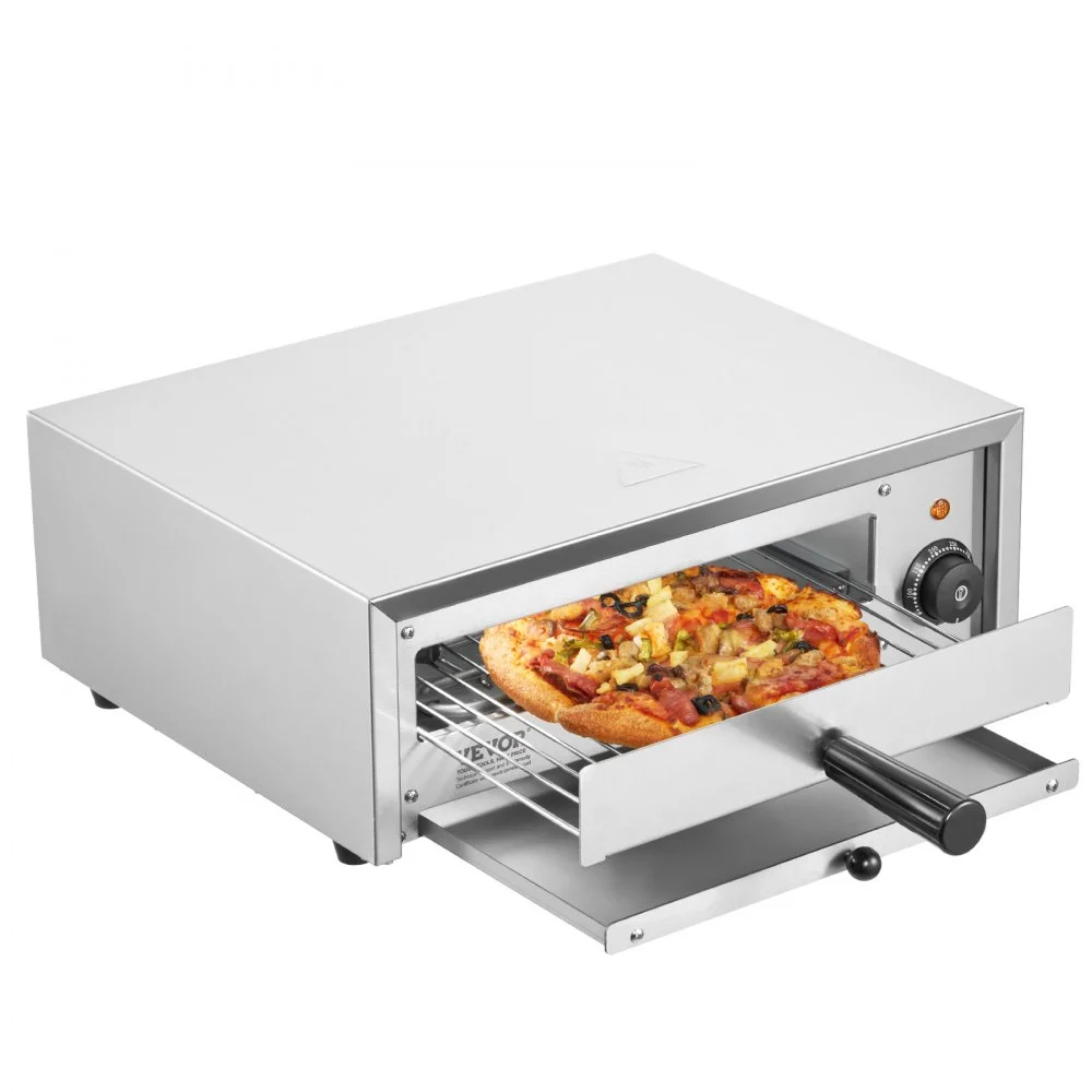 VEVOR Countertop Electric Pizza Oven, 12-inch, 1500W, 32-572 °F Temp Range, Stainless Steel Construction and Easy-to-Clean Crumb Tray, Suitable for Both Commercial and Home Use