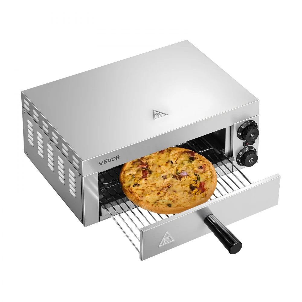 VEVOR Electric Pizza Oven for Countertops, 12-inch, 1500W, with Temp Control & 0-60 Min Timer, Even Baking Technology & Easy Clean Crumb Tray, Ideal for Both Commercial & Home Kitchens