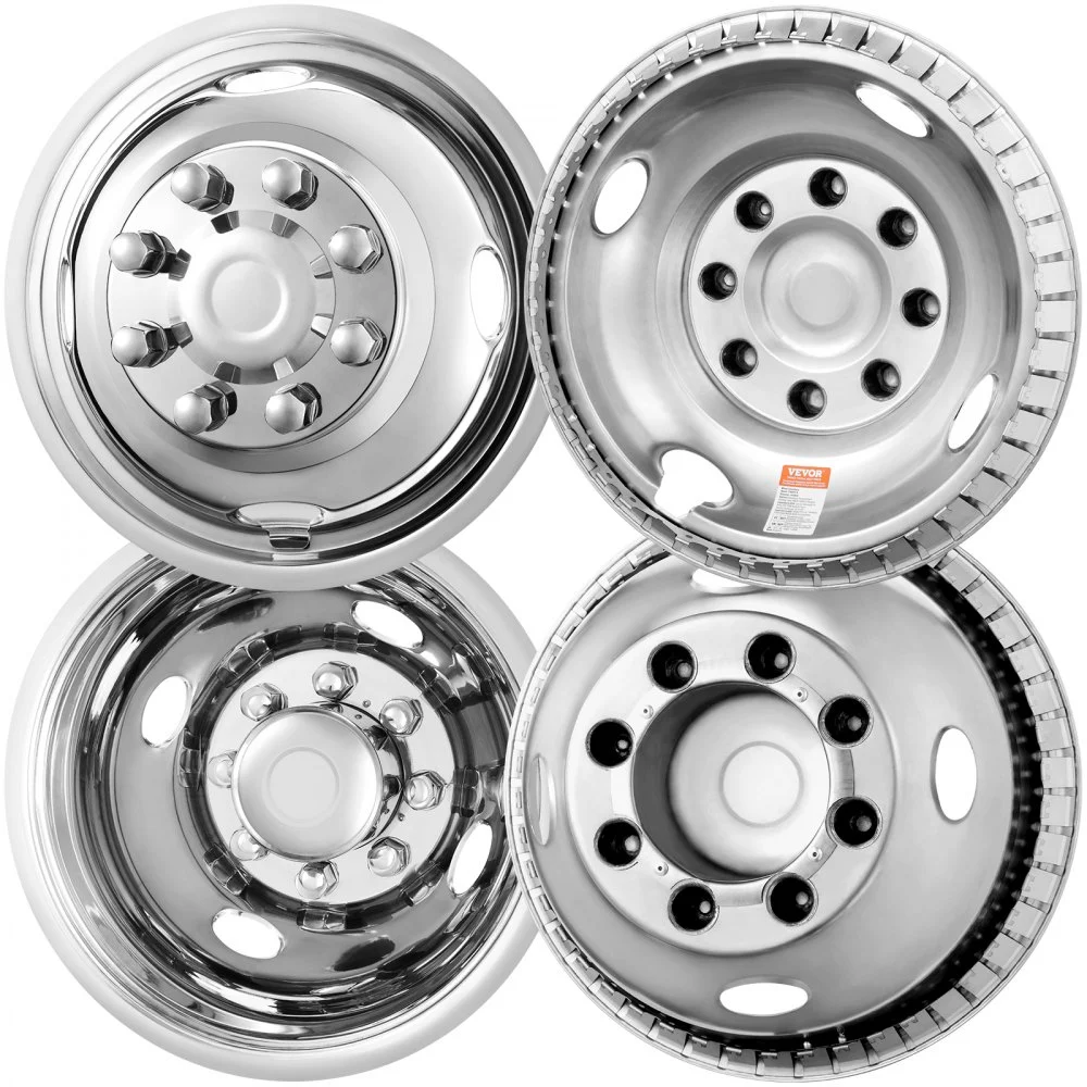VEVOR 16-inch Wheel Simulators, 304 Stainless Steel Wheel Simulator Kit with Mirror Polished Finish, 2 Front and 2 Rear Wheel Covers Fit for Ford F350 (1974-1998), 4 pcs
