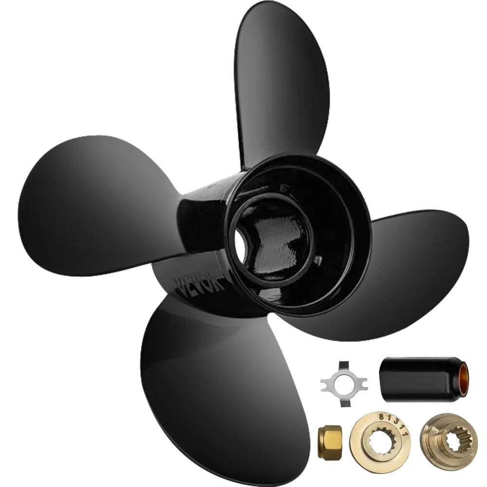 VEVOR Outboard Propeller, Replace for OEM 48-8M8026630, 4-Blade 10.3" x 13" Aluminum Boat Propeller, Compatible with Mercury Mariner 25HP Bigfoot/Command Thrust 60Hp Outboard, 13 Tooth Splines, RH