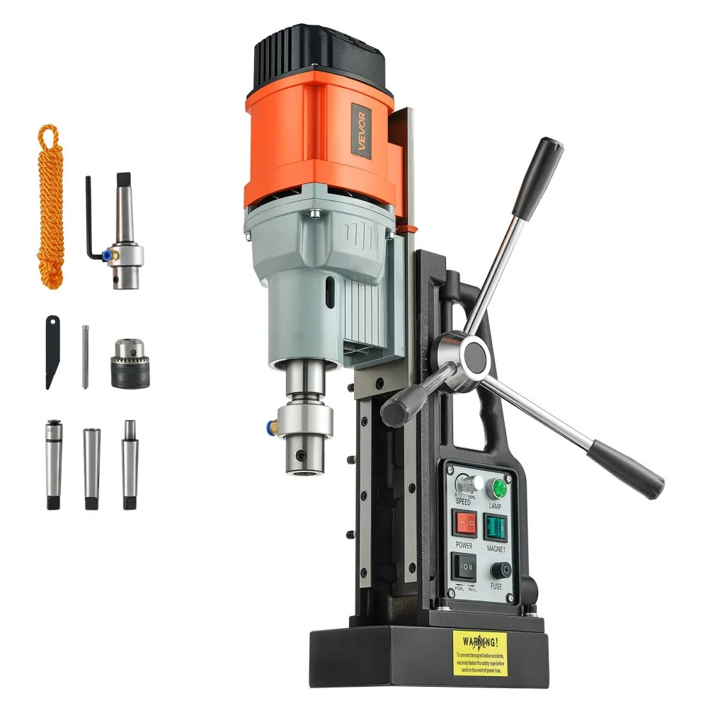Summer Sale

        
               VEVOR Magnetic Drill Press, 1550 W, 2.4 in Boring Diameter, 2922 lbf Power Mag Drill Press, 0-600 RPM Adjustable Speed, Morse Taper, M3-M16 Tapping, for Metal Surface, Industrial and Home Improvement