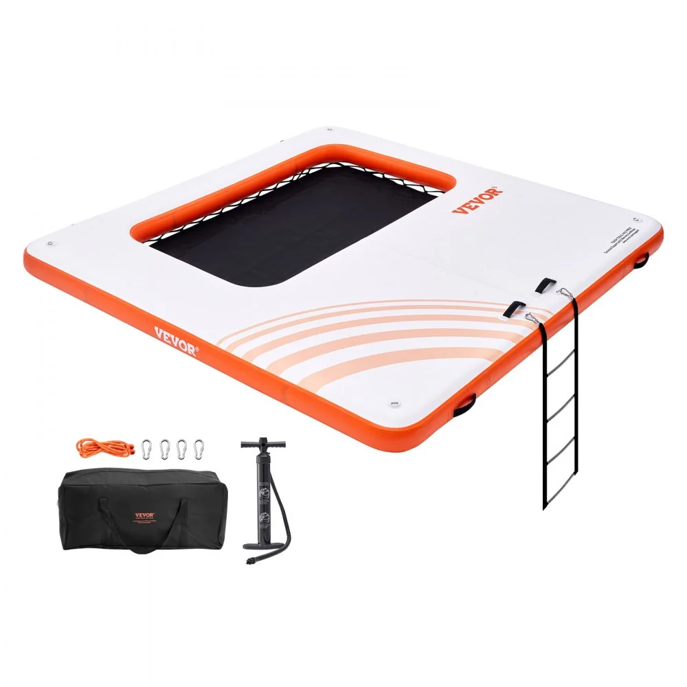 Summer Sale
VEVOR Inflatable Floating Dock, 10x10FT Inflatable Dock Platform with 4*7FT Trampoline Mesh Pool, Non-Slip Floating Platform Water Mat with Portable Bag & Detachable Ladder for Pool Beach Relaxation