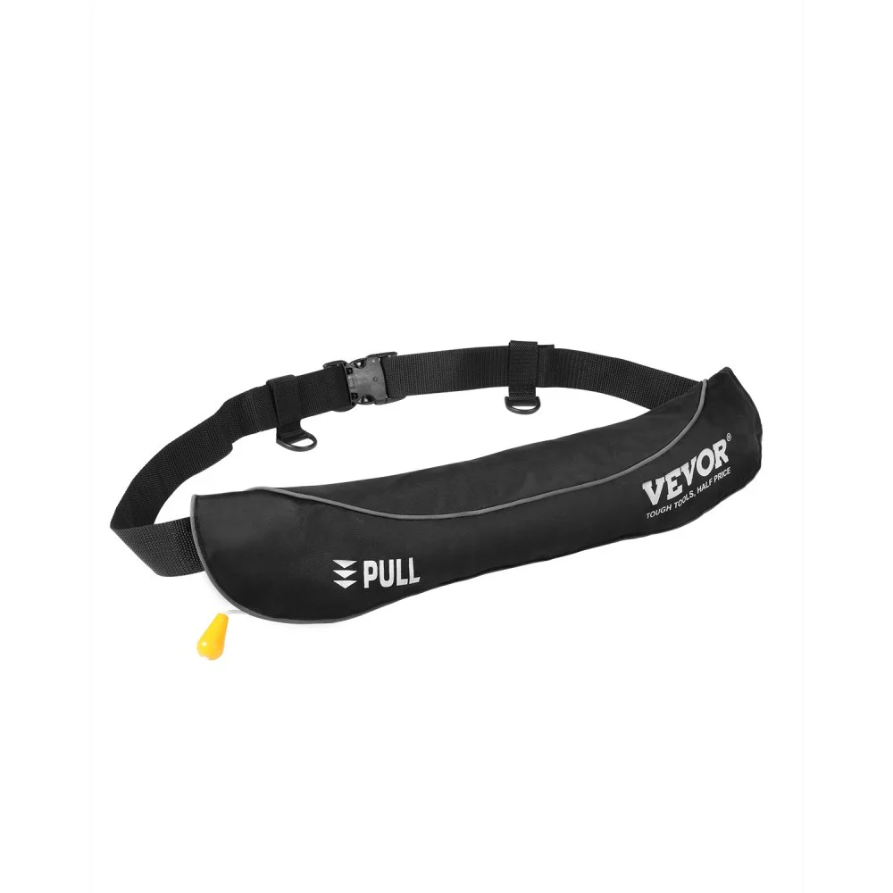 VEVOR Manual Inflatable Belt Pack for Adults, 105N Buoyancy, Over 80 Pounds and Up to 59 in Waist Adjustable, Inflatable PFD Waist for SUP Paddelboarding, Kayaking, Black (CO2 Cylinder Not Included)