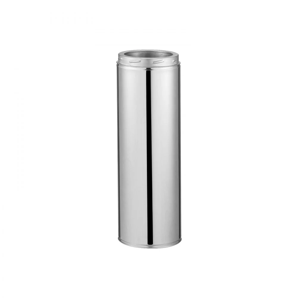 VEVOR Double Wall Insulated Chimney Pipe, 6 x 24 inch Stainless Steel (Inner 316,Outer 304) Stove Straight Pipe, Easy Installation & Thick Insulation Cotton for Indoor and Outdoor, 1 Pack,Silver