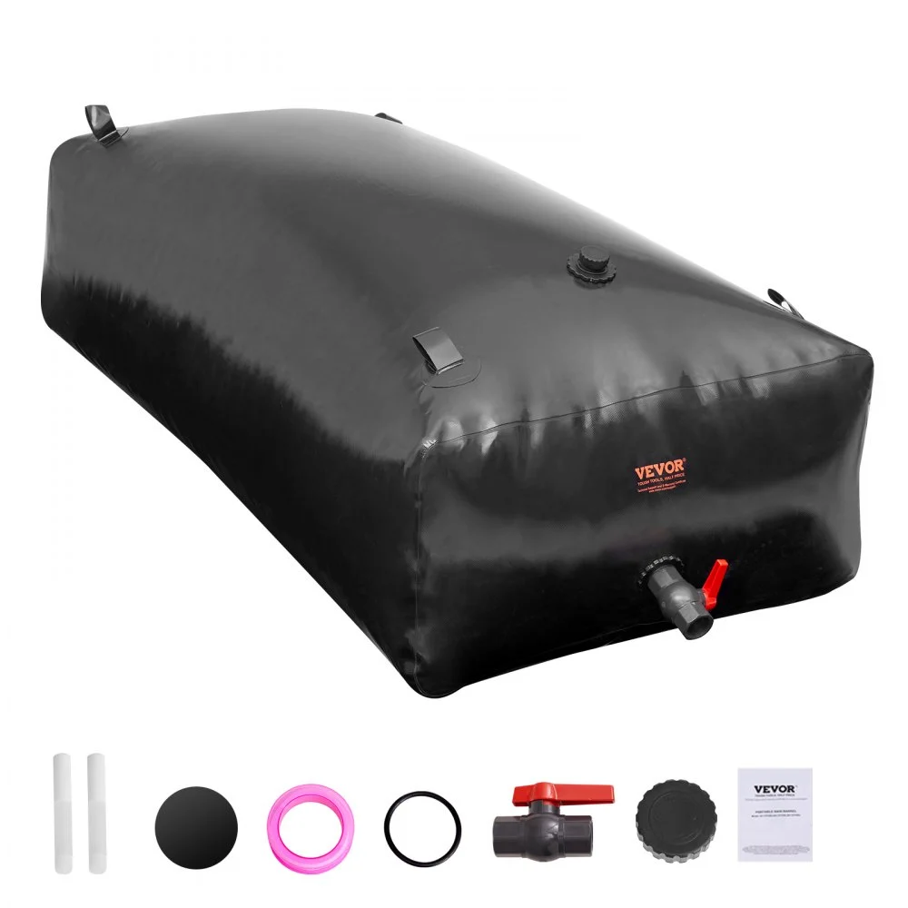 VEVOR 1000L/264 Gallon Water Storage Bladder, RV Water Tank, 1000D PVC Collapsible Water Storage Containers, Large Capacity Soft Water Bag, Portable Water Bladder, Fire Prevention, Camping, Emergency