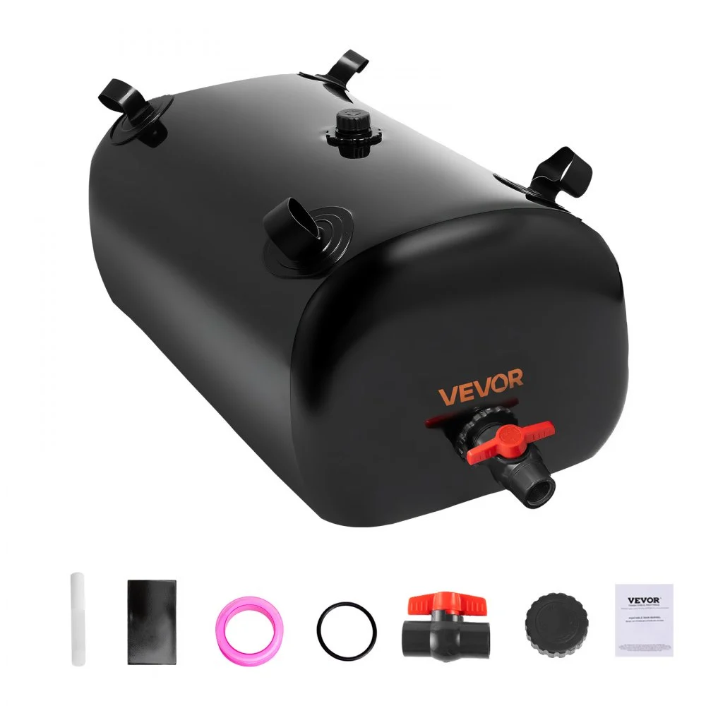 VEVOR Water Storage Bladder, 29.85 Gallon (113L) Water Storage Container Tank, 1000D PVC Thickened Soft Bag Bladder, Collapsible Portable for Garden Irrigation, Camping, RVs, Emergency Use - Black