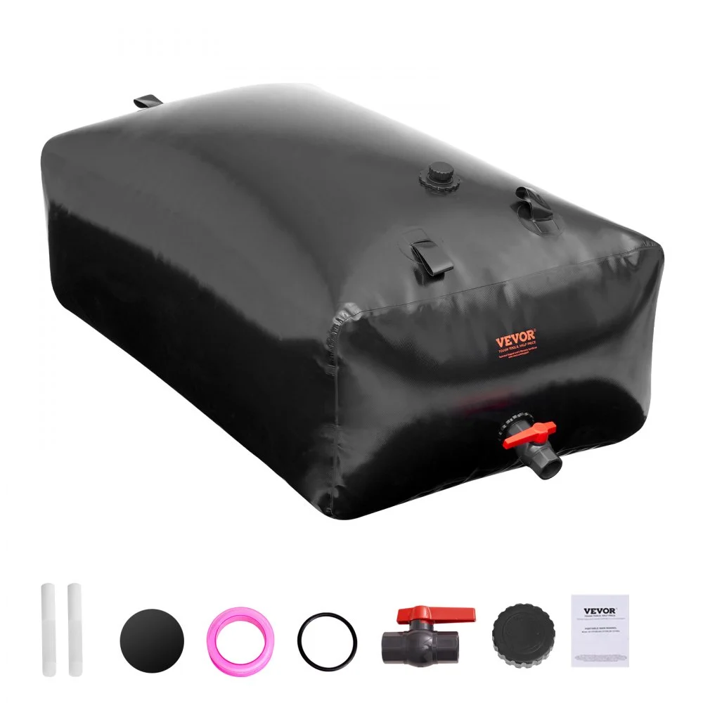 VEVOR 540L/142.7 Gallon Water Storage Bladder, RV Water Tank, 1000D PVC Collapsible Water Storage Containers, Large Capacity Soft Water Bag, Portable Water Bladder, Fire Prevention, Camping, Emergency
